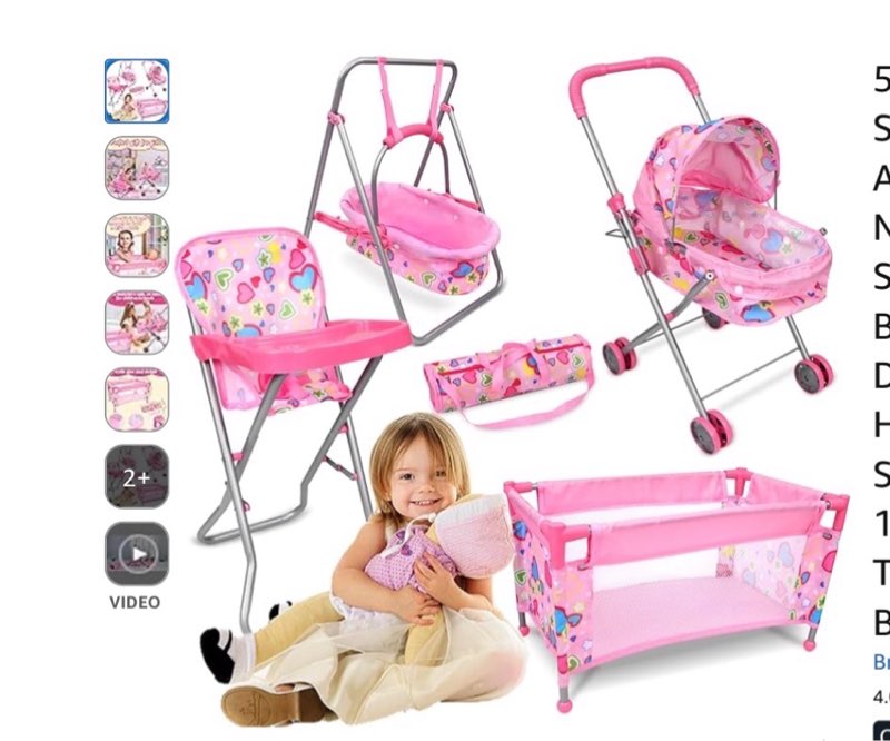 uyakhom 5 pcs baby doll stroller set doll accessories nursery playset set with foldable baby doll st