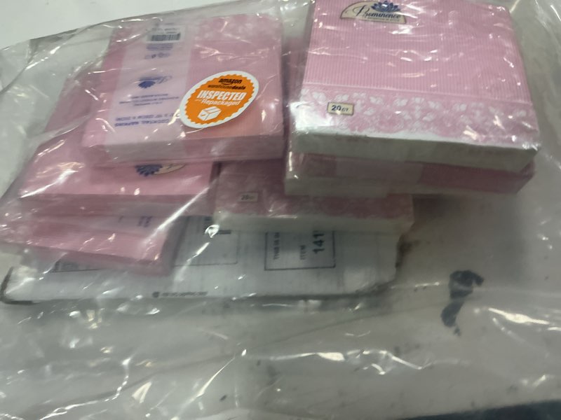 Condition photo showing Good Condition for cocktail napkins pink lace, 7  packs x 20)