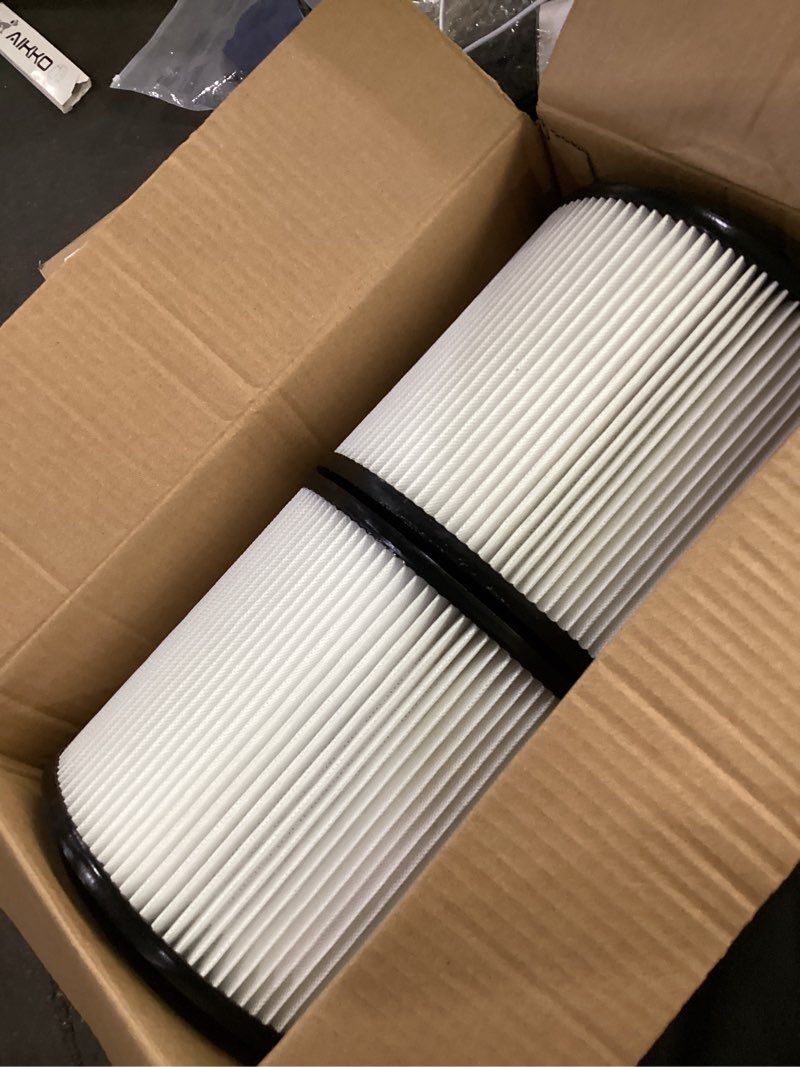 Condition photo showing Good Condition for 2 pack 90304 replacement filter compatible with shop vac 90304 90350 90333 90585 wet dry vac cartridge filter with lids and filter foam sleeve, fits most 5 gallon and above shop vac vacuum cleaners