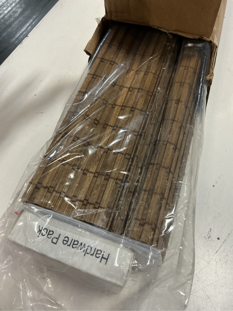 Condition photo showing Good Condition for cordless bamboo roman shades for windows, blinds size (26.5" w ×48" h) colour (highfield teak) highfield teak 26.5" w × 48" h