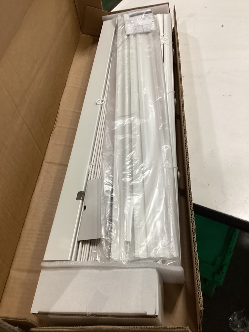 Condition photo showing Good Condition for lazblinds 2-inch cordless faux wood blinds with royal valance, room darkening horizontal window blinds, inside mount blinds for windows - fit for window 27'' w x 72'' h - white white 27"w x 72"h