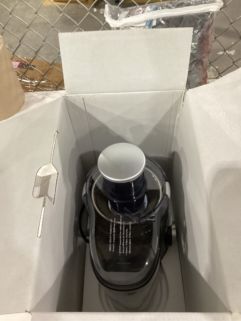 Condition photo showing Good Condition for not tested**** sifene compact centrifugal juicer machines, 3-speed fruit and vegetable extractor with 2.5 inch wide mouth, 500w peak motor for hard produce, easy to clean stainless steel design black