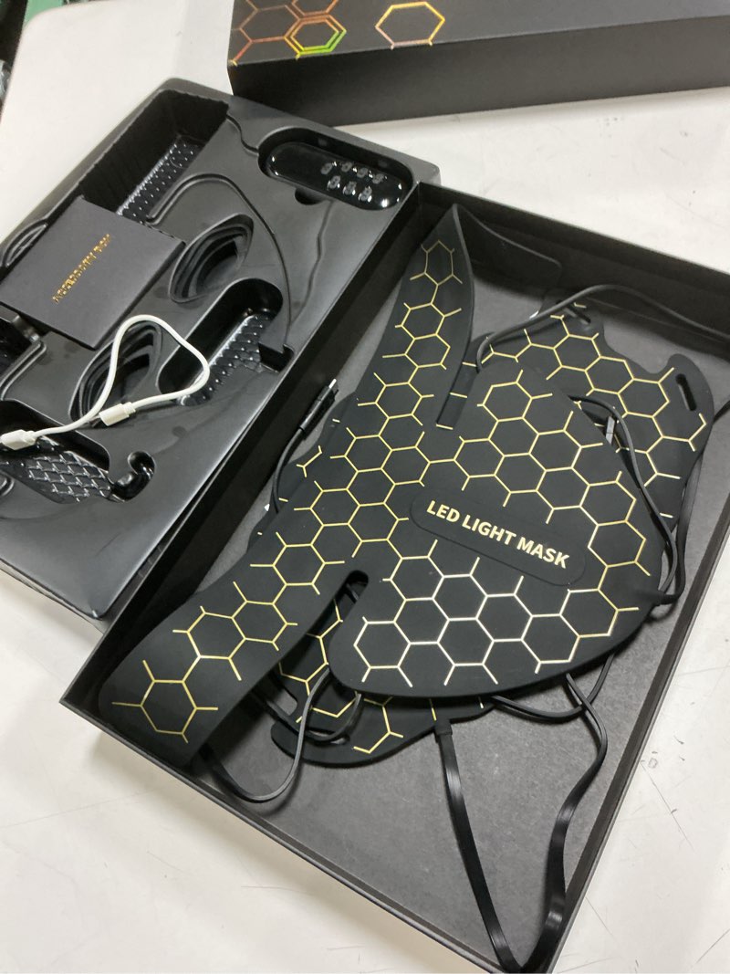 Condition photo showing Good Condition for Yahi Red Light Photon Facial & Neck Mask with Remote Control, 7 Custom Modes with Infrared, Portable & Rechargeable with Timer for Home Use, 175 High-Density Light Beads, Black Black W1