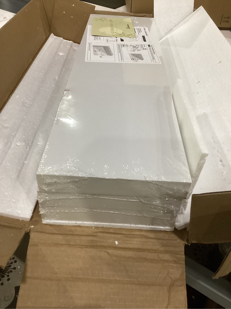 Condition photo showing Good Condition for floating shelves for wall set of 3, 24" white wall shelves for home decor, frame display white floating shelf for living room, bedroom, bathroom, kitchen 24 inch white