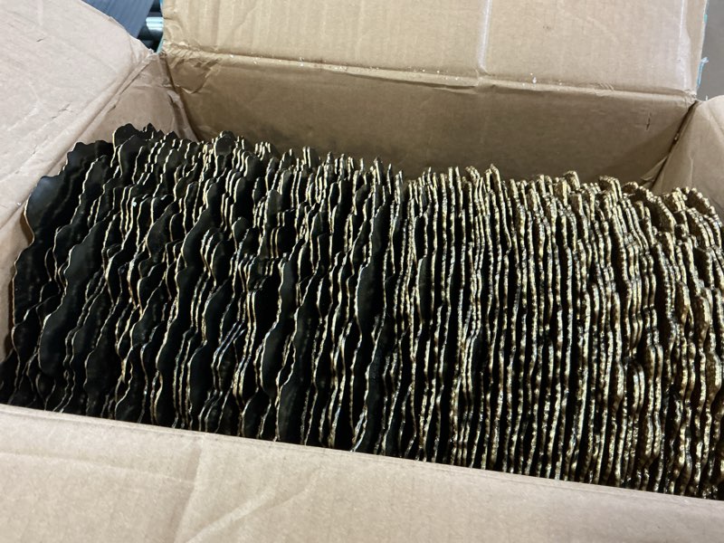 Condition photo showing As Is for MAONAME 13" Gold Charger Plates, Round Reef Chargers for Dinner Plates, Plastic Plate Chargers Bulk for Table Setting, Wedding Decor, Set of 100 100 Gold