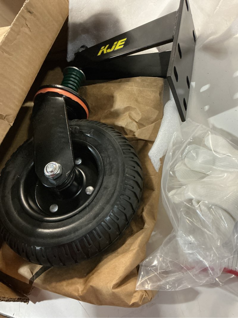 Condition photo showing Good Condition for kje 8 inch heavy duty fence gate wheel, gate wheel -600 lbs capacity spring-loaded gate caster with 360° rotation, fence gate wheel dual mount straight/u-bolt for metal tube wooden farm gate