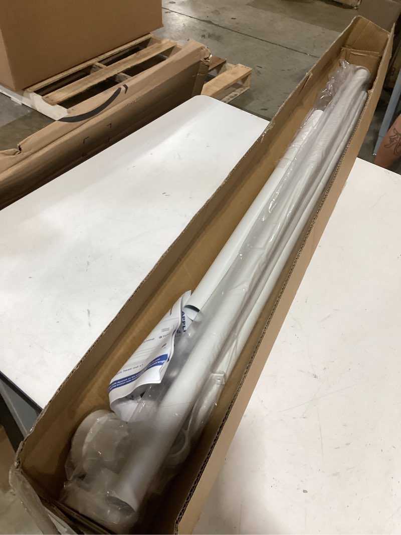 Condition photo showing Good Condition for mexau white tension curtain rods 41-146 in extra long outdoor patio curtain rods no drilling adjustable heavy duty tension rods for windows bathroom living room curtains, rod diameter 1.26in 41-146in-1 pack white