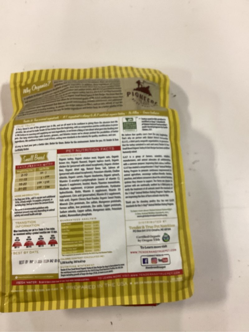 Condition photo showing New/Like New for Small Breed Organic Turkey & Oats (best by march 19, 26)