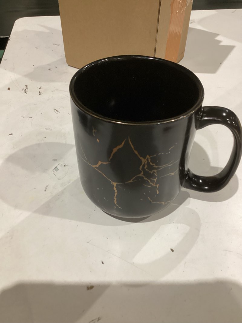 Condition photo showing Good Condition for harebe 22 OZ Ceramic Extra Large Black Gold Marble Coffee Mug, Oversized Hot Tall Latte Mugs, Big Giant Cup for Men Marble Black