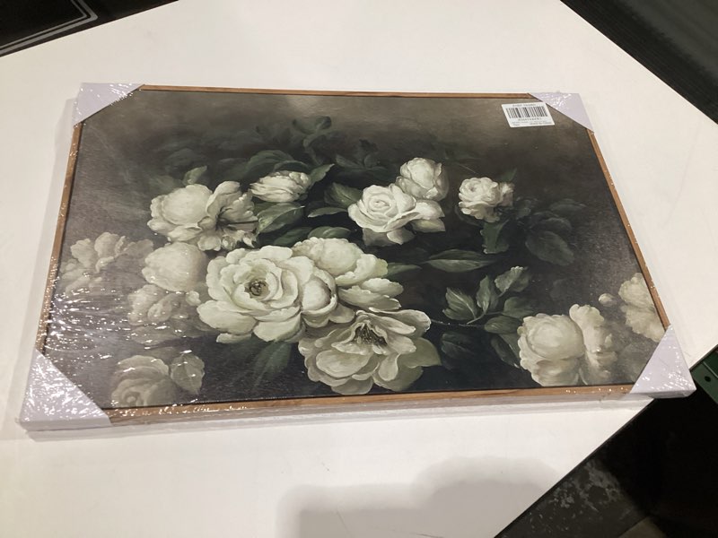Condition photo showing Good Condition for SHENIFY 16x24in Large Vintage Landscape Framed Canvas Wall Art Rose Flower Classic Wall Prints Modern Kitchen Bathroom Office Decor - Natural Framed White Rose 24"L x 16"W