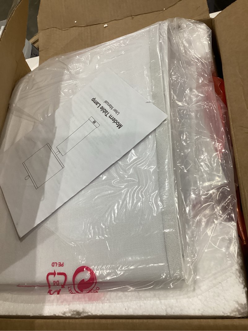 Condition photo showing As Is for Ceramic White Gold-Plated Decorative 28" Table Lamps Set of 2 with E26 Socket&Rotary Switch,USB A+C Ports,Modern Bedside Lamps for Nightstand,Bedroom,Living Room,Decoration,Office(Bulbs in) 28'' Ceramic Gold