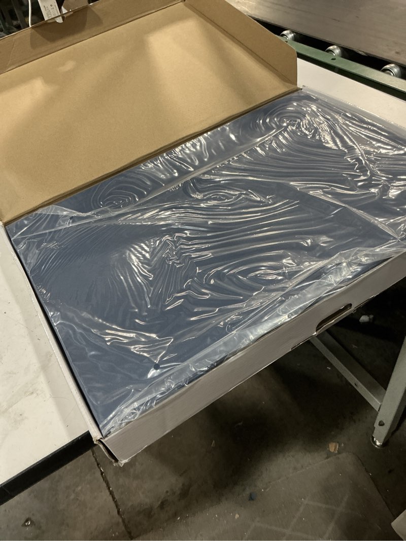 Condition photo showing Good Condition for 14x20 inches blue faux leather wrapped wood serving tray with metal handles for various occasions, ottoman, home decor decorative, living room, coffee table organizer, serving breakfast on bed blue 20" x 14" x 2"