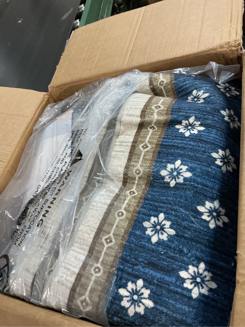 Condition photo showing Good Condition for GarveeHome 2x8 Christmas Runner Rug for Hallway: Machine Washable Christmas Runner Rugs for Kitchen with Non-Slip Backing, Hallway Entryway Washable Mat, Soft Low Pile Non-Slip Bathroom Mat 2*8ft Blue Blue 2' x 8' (Rectangular)