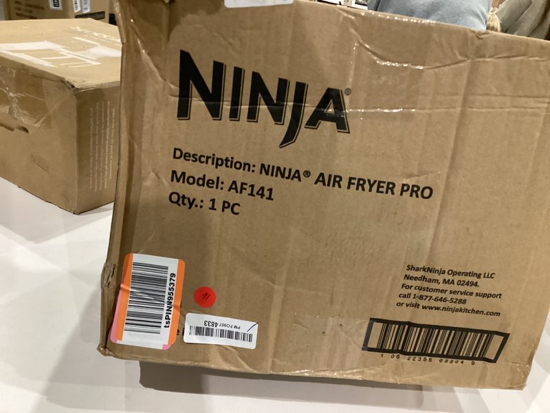 Condition photo showing As Is for Ninja | Air Fryer | 4-in-1 Pro Air Fry, Roast, Reheat, Dehydrate | 5QT Capacity fits up to 4lbs of French Fries | 400F Max Temp | Nonstick Basket & Crisper Plate | 120V | Grey | AF141 5 QT
