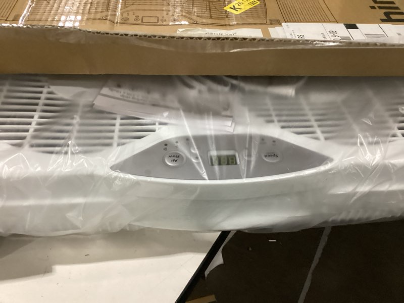 Condition photo showing As Is for shinic twin window fan with reversible airflow, window fan with thermostat and led display, 3 speeds, remote control and foam sealing tape offered, 23.8" - 37" expandable width for home kitchen use