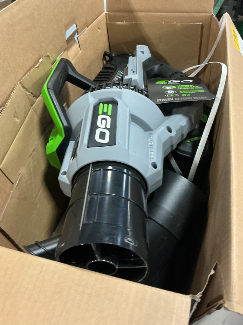 Condition photo showing Good Condition for ego power+ lb7654 56-volt 765 cfm brushless cordless leaf blower, 5.0ah battery, 320w charger included plus extra ba1400t 2.5ah battery