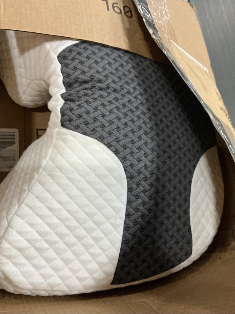 Condition photo showing As Is for Side Sleeper Pillow with Arm Hole, Shoulder Relief System, Arm Pillow for Neck and Shoulder Pain, Premium Memory Foam, Suitable for Side, Back and Stomach Sleepers - Grey Grey 6in Height