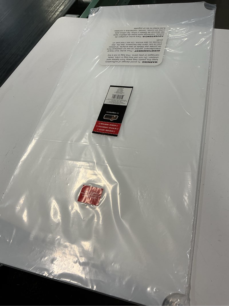 Condition photo showing New/Like New for gorilla grip wire shelf liner, heavy duty waterproof shelving liners for metal rack, hard plastic shelves prevent spills in closet, garage, kitchen, cabinets, mat covers, durable 36 x 18 clear frosted