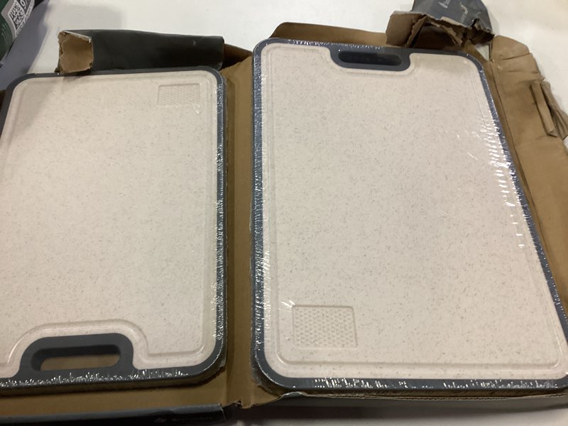 Condition photo showing New/Like New for 2 Packs Pure Titanium Cutting Boards for Kitchen Chopping Board with Handle Large Big Small Kitchen Meat Butcher Block Not Stainless Steel Wood Bamboo Glass Rubber Plastic Silicone Acrylic Teak Sink 2pc: Large + Medium Gray/Beige