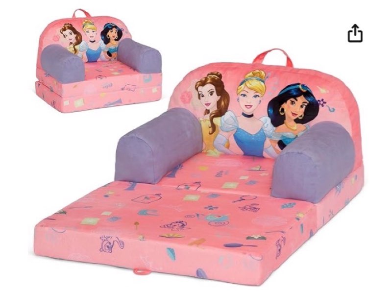 Delta Children - Disney Princess Cozee Buddy Flip-Out Kids Chair, Pink