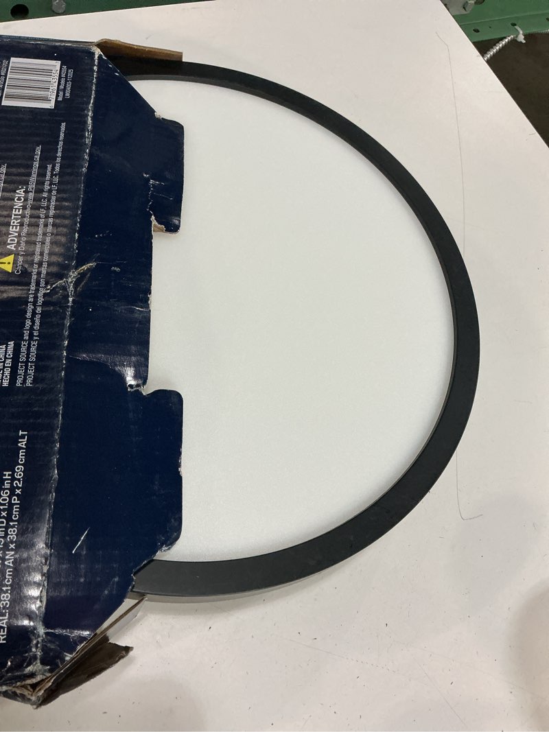 Condition photo showing As Is for project source edge light 1 -light 15-in matte black indoor/outdoor integrated led flush mount light 2 -pack