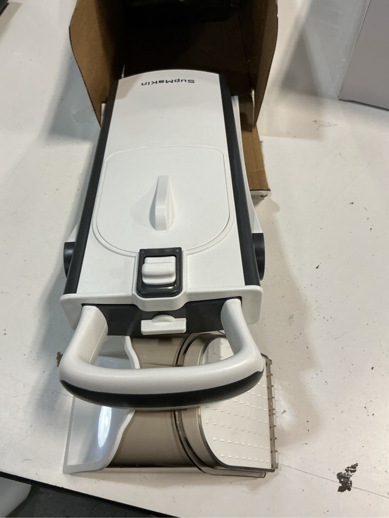 Condition photo showing Good Condition for supmakin safe mandoline slicer plus for kitchen adjustable vegetable slicer | 0.1-8mm, cut resistant stainless steel blades,potato fry cutter, onion chopper, detachable,foldable dishwasher safe, gifts graywhite