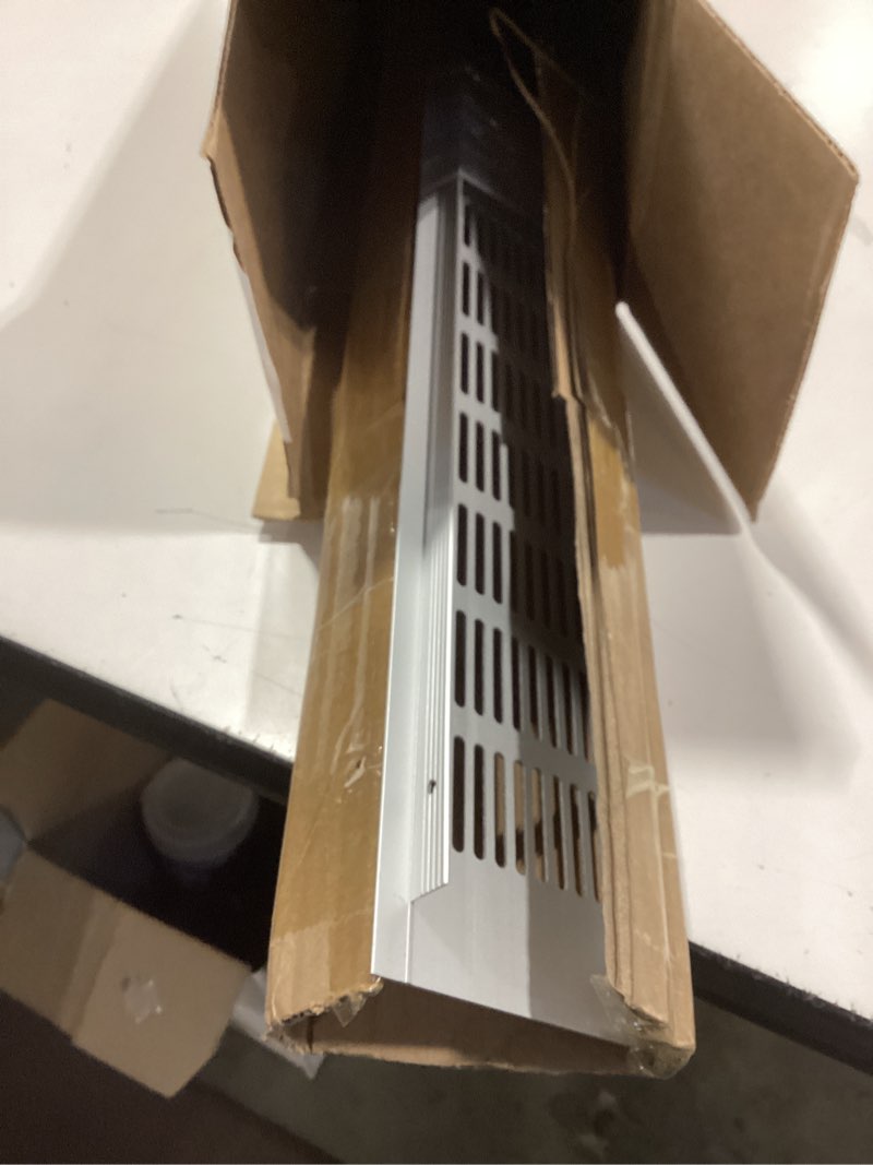 Condition photo showing Good Condition for patikil 28 x 3 inch door air vent cover, 1 pcs heavy duty aluminum grille ventilation cover louvered with mounting screws for cabinet wardrobe door, silver