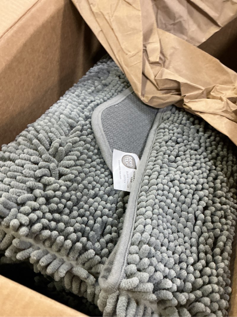 Condition photo showing Good Condition for OLANLY Dog Door Mat for Muddy Paws 70x46, Absorbs Moisture and Dirt, Absorbent Non-Slip Washable Doormat, Quick Dry Chenille Mud Mat for Dogs, Entry Indoor Entryway Carpet for Inside Floor, Grey 70" x 46" Grey