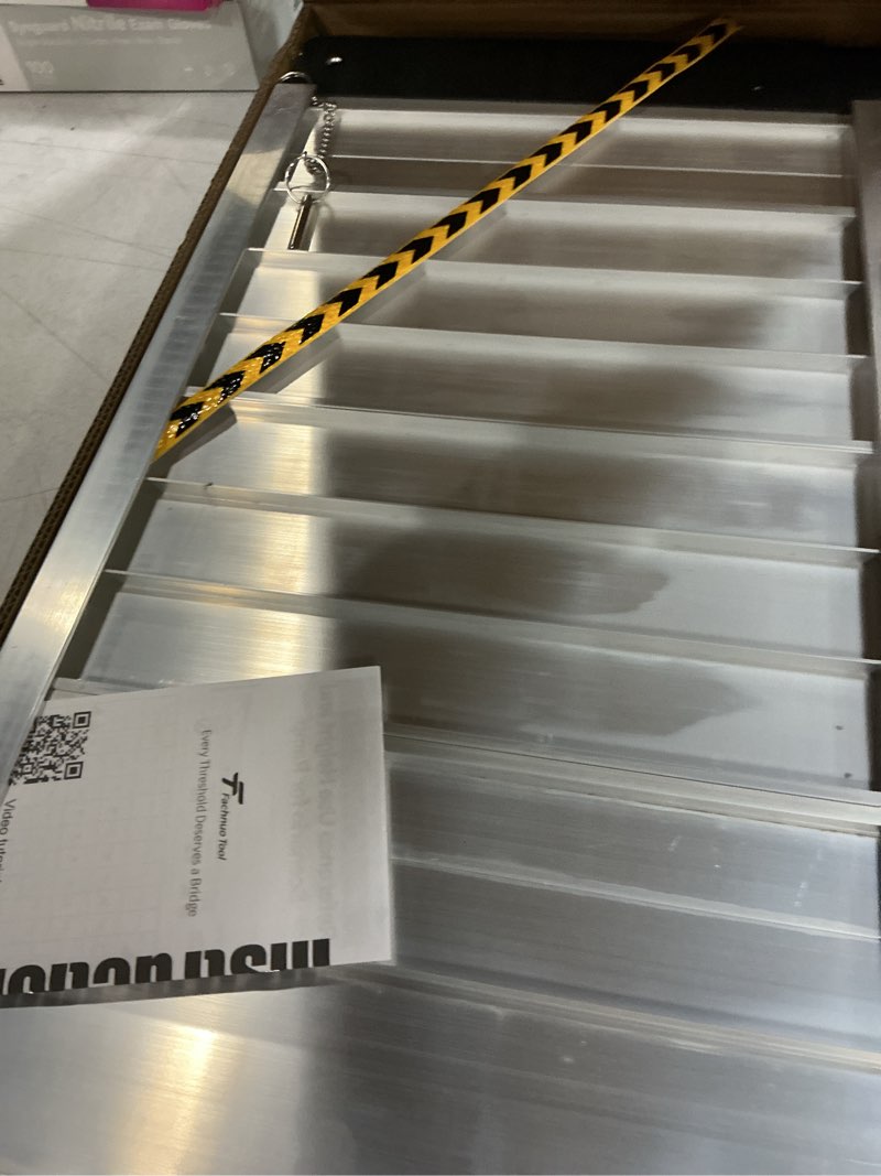Condition photo showing Good Condition for fachnuo 2 feet portable wheelchair ramp, non-skid aluminum handicap ramps with handle, folding threshold wheel chair ramp for home steps, stairs, entry, doorways, applicable height 2-6 inches aluminum 2ft(using height 2-6'')
