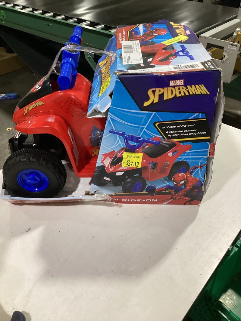 Condition photo showing Good Condition for spiderman atv, 6v battery powered ride on, ages 18m to 36m