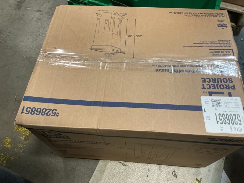 Condition photo showing As Is for Project Source 18-in x 24-in 1 -Basin White Freestanding Utility tub with Drain with Faucet