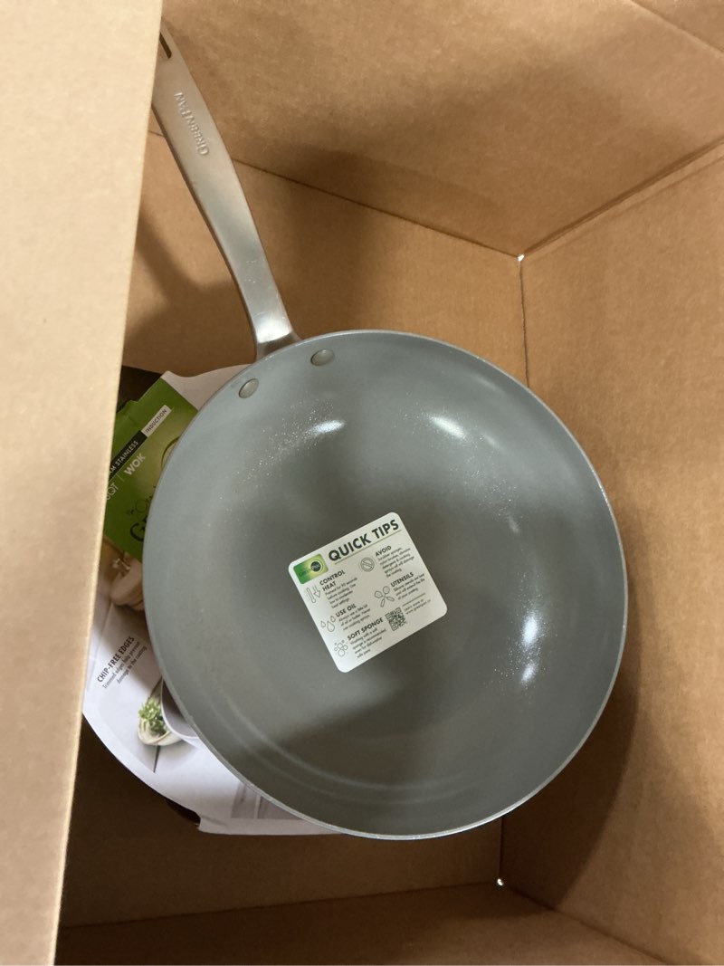Condition photo showing Good Condition for GreenPan Chatham Tri-Ply Stainless Steel Healthy Ceramic Nonstick 11  Wok