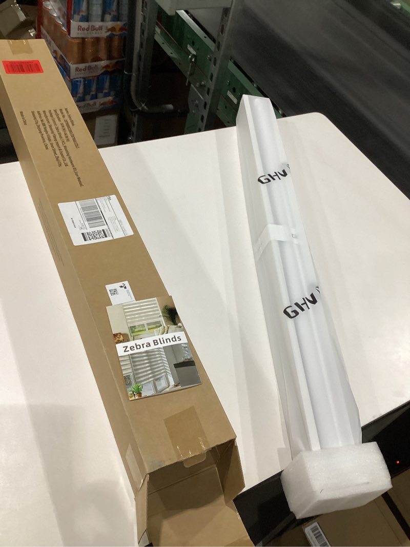 Condition photo showing New/Like New for GHV Cordless Zebra Blinds for Windows Free-Stop Shades Light Filtering Dual Layer Light Control for Day and Night (White, 36 in (W) x 64 in (H)) White 36 in (W) x 64 in (H)