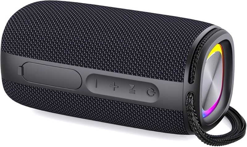 bluetooth speaker, speaker bluetooth wireless with light, bt5.3, ipx6 waterproof electronic gadgets for home/party/outdoor, birthday gift (black)