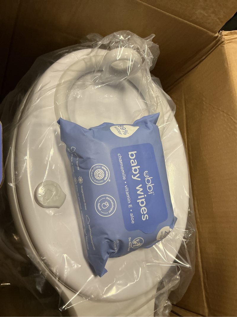 Condition photo showing New/Like New for ubbi steel diaper pail, odor locking, no special bag required, award-winning, registry must-have, white