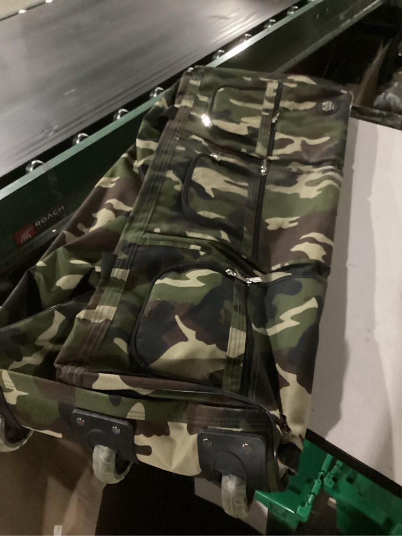 Condition photo showing Good Condition for rockland rolling duffel bag, camouflage, 40" 40" camo