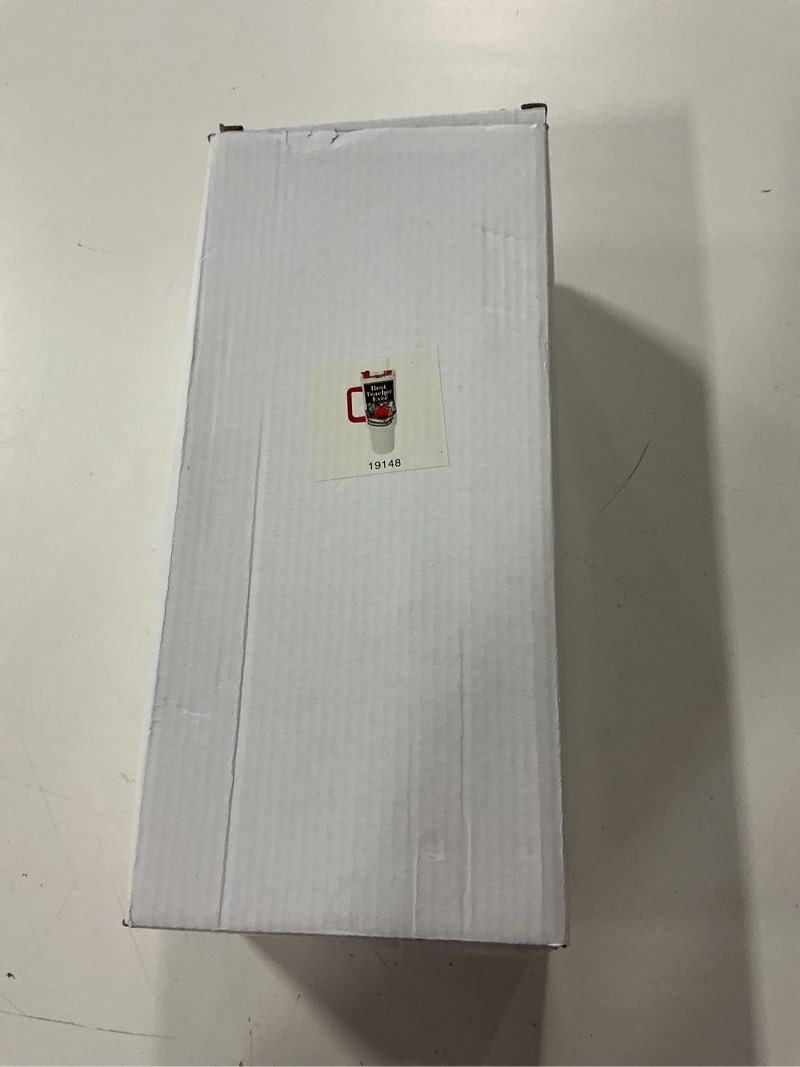 Condition photo showing New/Like New for Spoontiques Stainless Steel Travel Mug, 40oz - Double Wall Insulation, Sturdy Handle, Sliding Lock Travel Lid - Teacher