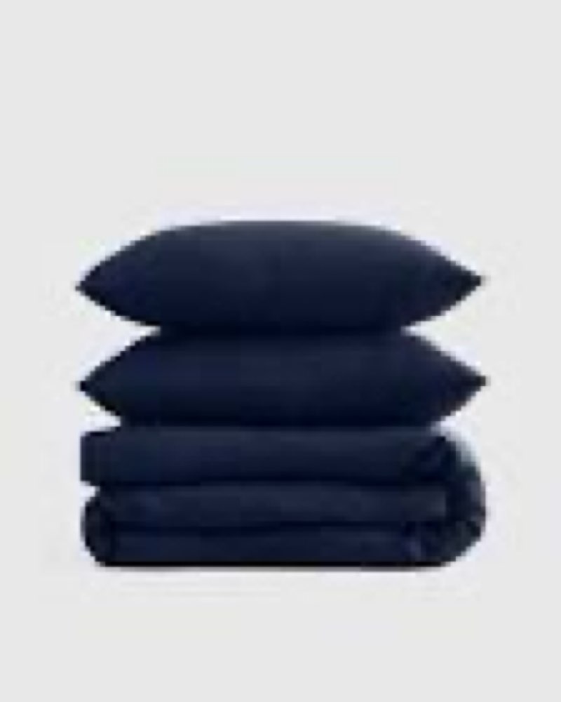 quince, european linen duvet cover ,set of 3,full/queen , navy