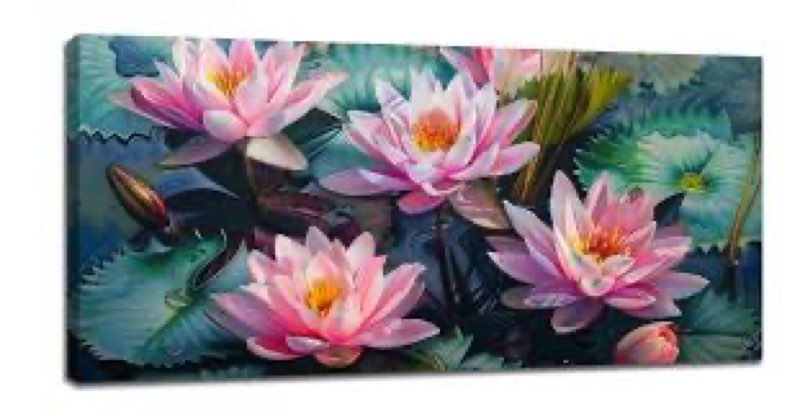Large Lotus Flower Wall Art Spa Pictures Wall Decor Zen Nature Yoga Canvas Painting Peaceful Home Mo