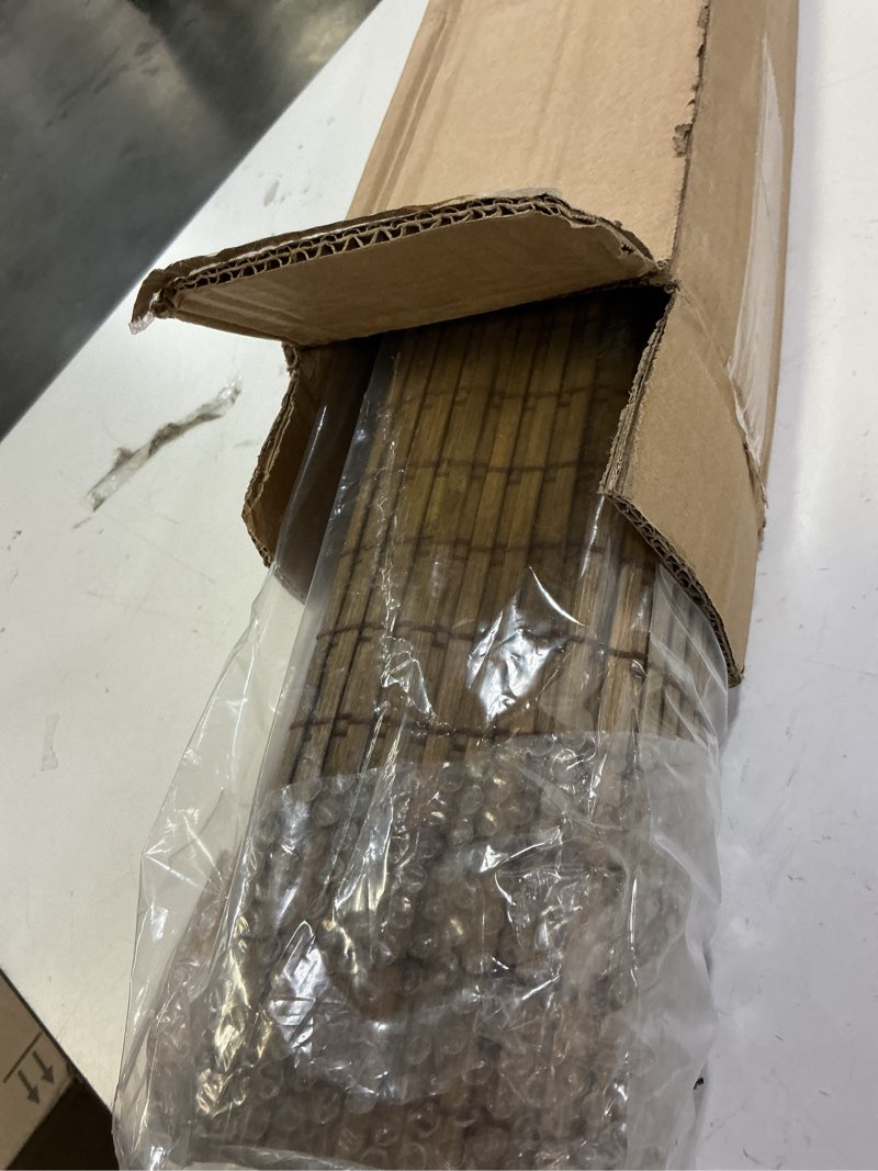 Condition photo showing Good Condition for lazblinds no tools no drill cordless bamboo roman shades, light filtering window treatment, roll up bamboo blinds for windows 27'' w x 48'' h, eastfield teak light filtering-eastfield teak 27" w x 48" h