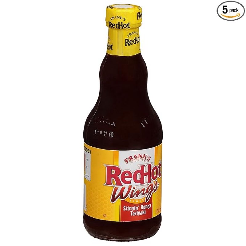 (Best by Mar/23/2026) Frank's RedHot Stingin' Honey Teriyaki Wings Sauce, 12 fl oz (Pack of 5)
