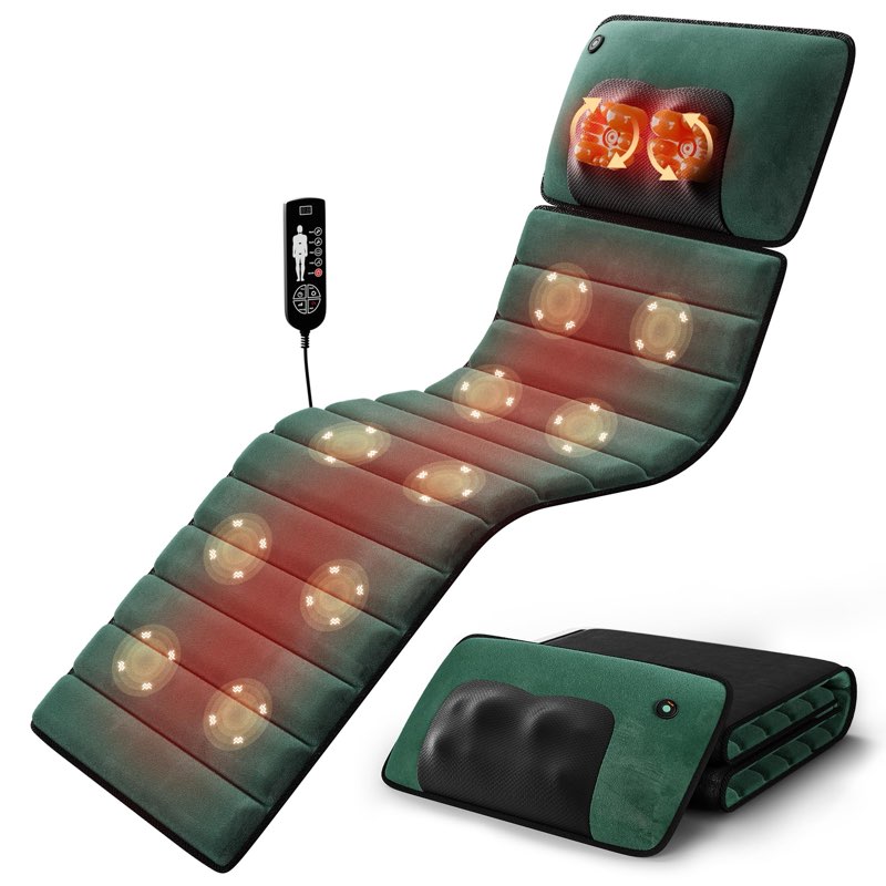 himouta full body massage mat with heat, detachable massager pad deep tissue pain relief,10 vibratin