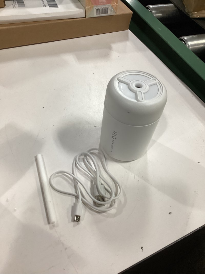 Condition photo showing As Is for Portable Mini Humidifier, 300ml USB Cool Mist Small Humidifier with Colorful Lights. Perfect for Bedroom, Office, Plants, travel & Car (White)