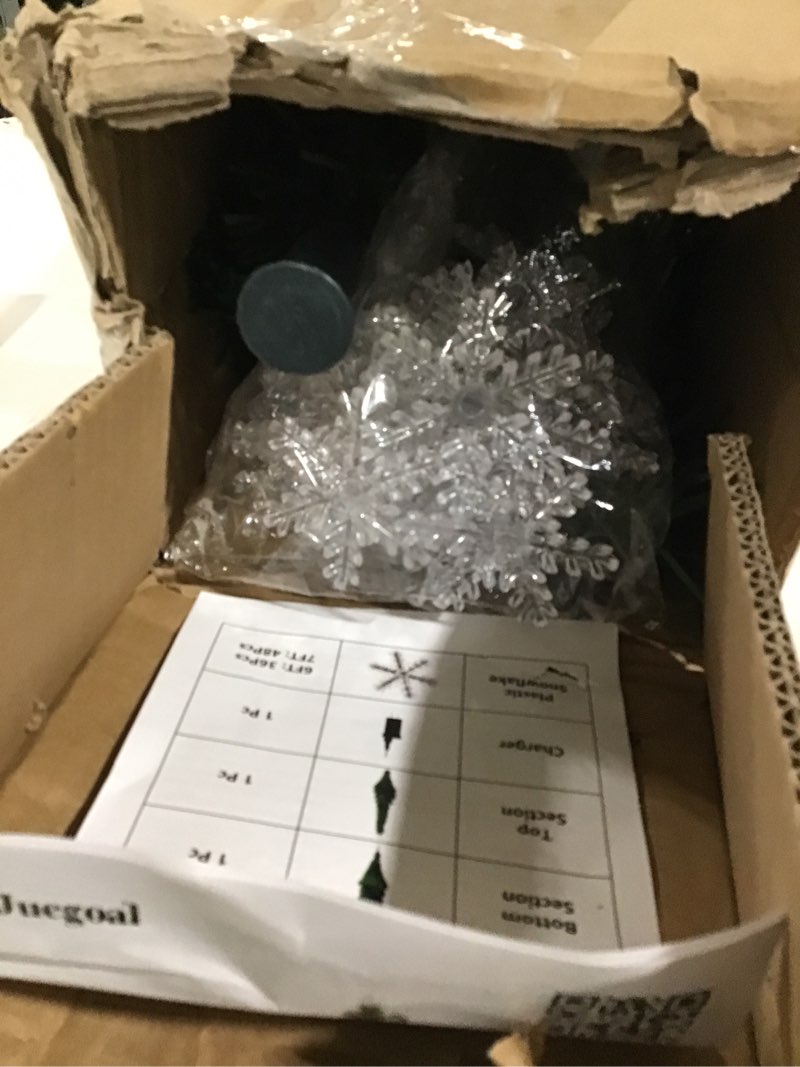 Condition photo showing Good Condition for Juegoal 7 ft Pre-Lit Optical Fiber Christmas Artificial Tree, with LED RGB Color Changing Led Lights, Snowflakes and Top Star, Festive Party Holiday Fake Multicolor Xmas Tree with Sturdy Metal Legs Green 7 FT