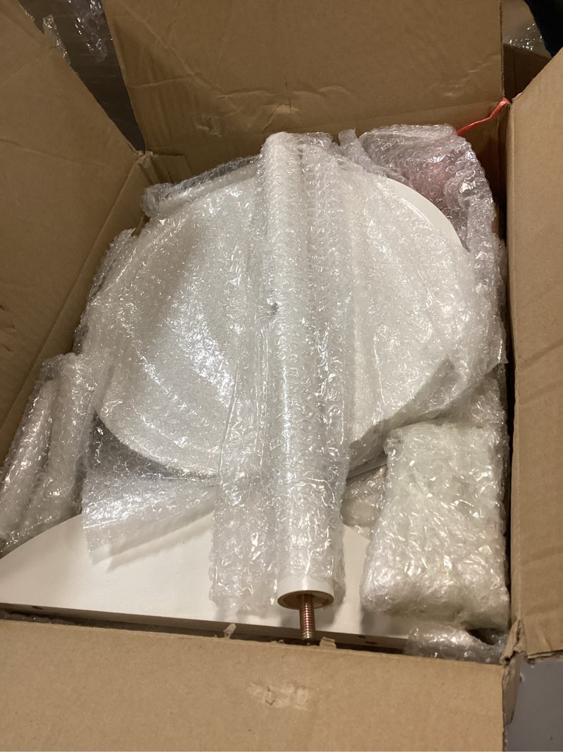 Condition photo showing Good Condition for Solid Wood Rotary Coat Rack, Freestanding Coat Rack with 3 Shelves and 9 Hooks, Coat tree for Bedroom, Entryway, Livingroom, Coat Hanger Stand for Coats, Scarves, Handbags (White)