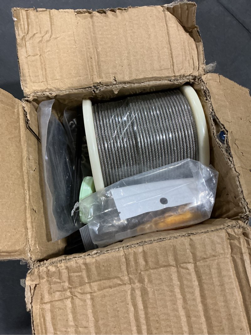 Condition photo showing Good Condition for 1/8" Wire Rope Kit 236FT Stainless Steel Aircraft Cable with M5 Turnbuckles, 7x7 Strand Core Vinyl Coated Guy Wire Tensioner Kit for Garden String Light, Pictuer, Clothes, Curtain Hanging 236FT 208