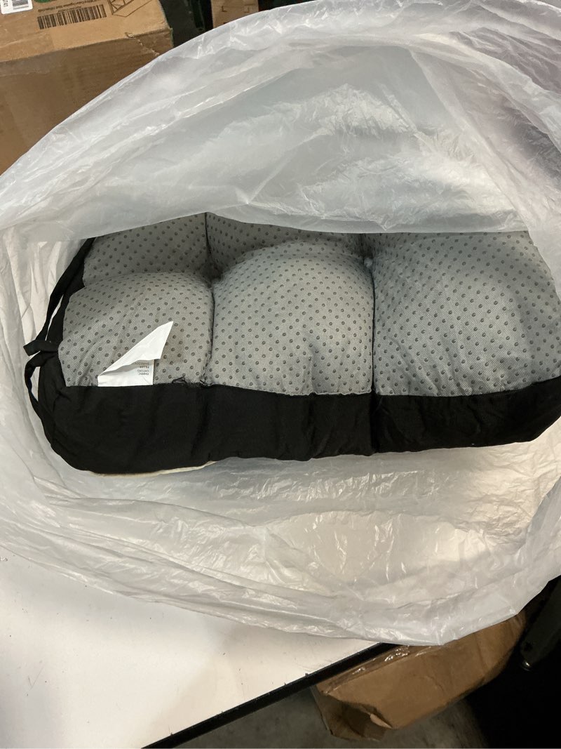 Condition photo showing Good Condition for outdoor bench cushion, tufted patio seat pad for garden bench, porch swing, indoor/outoor furniture (black, 42x16x4) black 42x16x4