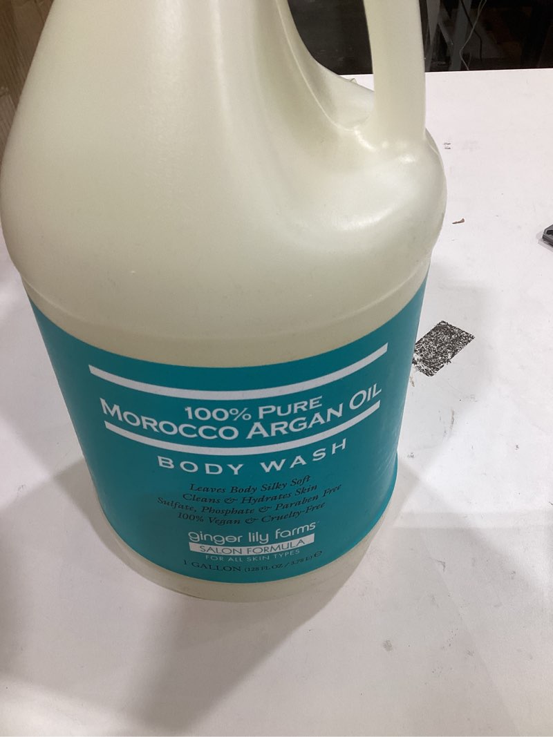 Condition photo showing Good Condition for Ginger Lily Farms Salon Formula 100% Pure Morocco Argan Oil Body Wash for All Skin Types, 100% Vegan & Cruelty-Free, 1 Gallon (128 fl oz) Refill