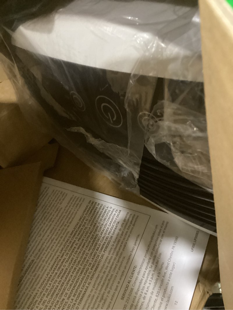 Condition photo showing Good Condition for lasko lp300 hepa tower air purifier with timer for a cleaner, fresher environment –2-stage filtration removes smoke, odors, pet dander, virus sized particles, pollen, dust, 21.6" x 7.3” x 10.3”, white