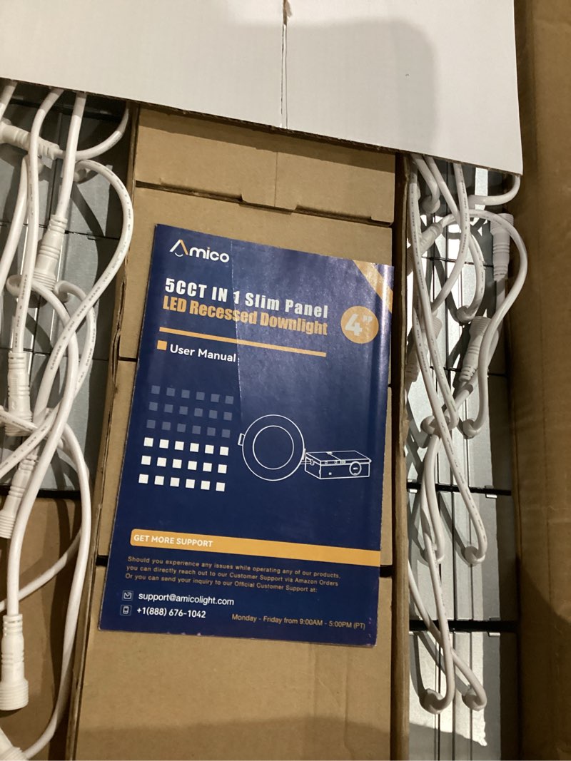 Condition photo showing Good Condition for Amico 20 Pack 4 Inch 5CCT Ultra-Thin LED Recessed Ceiling Light with Junction Box, 2700K/3000K/4000K/5000K/6000K Selectable, 10W Eqv 70W, Dimmable Can-Killer Downlight, 700LM High Brightness